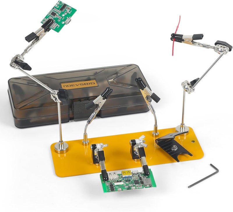 NOEVSBIG Helping Hands Soldering Station with Magnetic 6 Sturdy Flexible Arms, Compact and Stable Metal Base, Soldering Iron Holder,360° Fully Adjustable Clamp for Soldering, Electronics, PCB Repair - Image 1